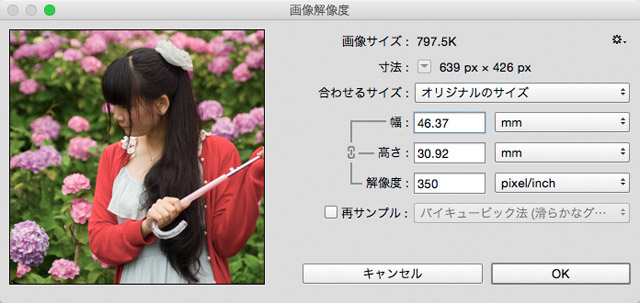 「画像解像度」で画像サイズを確認