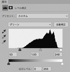 グリーンチャンネルのレベル補正