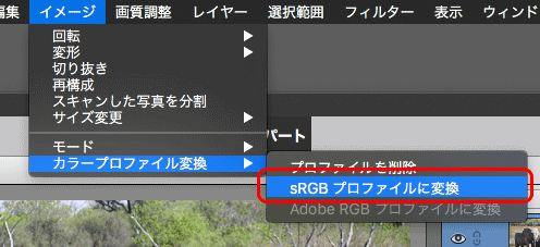 sRGBにプロファイル変換する