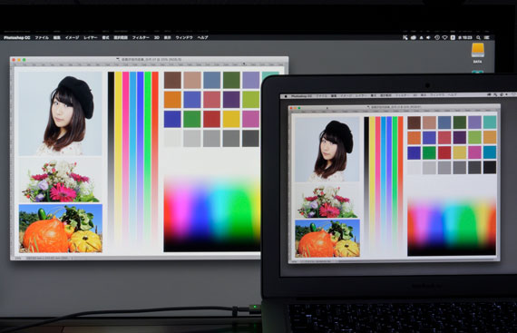 ColorMunki Displayでキャリブレーションした画面とカラーマネジメントモニターの表示の比較