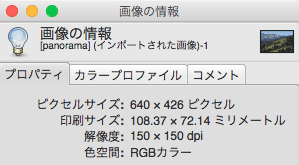 「画像の情報」で解像度を確認