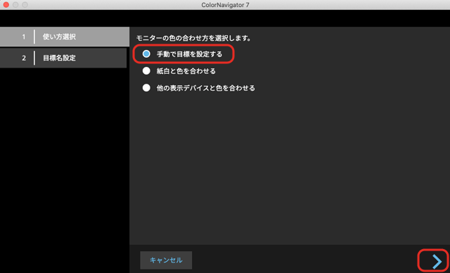 「手動で目標を設定する」を選択