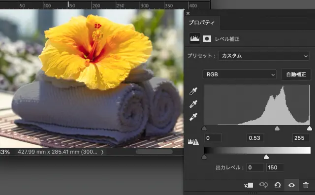レベル補正でさらに調整