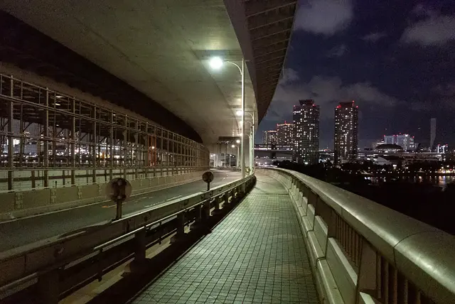 臨海副都心側の歩道
