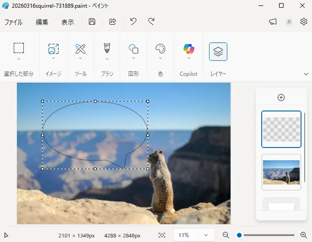 左右反転した状態